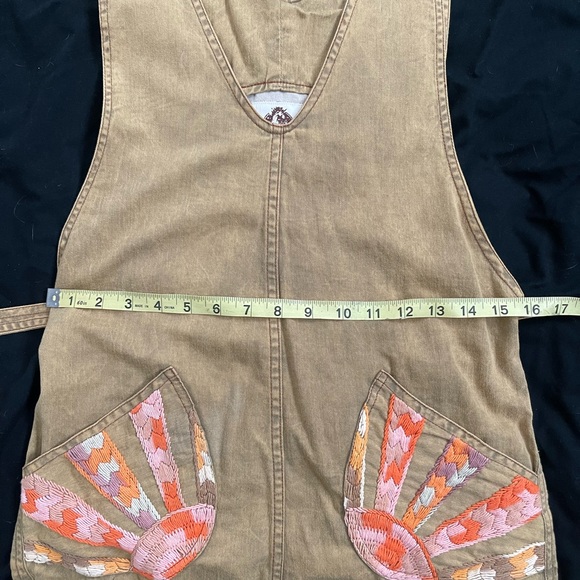 Chasing Unicorns Tan Waiting for the Sun overalls with Embroidered Detail - Picture 3 of 5